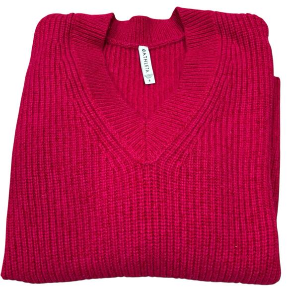 Athleta Shasta V-Neck Sweater Pink Size S Wool Blend Knitted Oversized Comfy - Picture 6 of 8